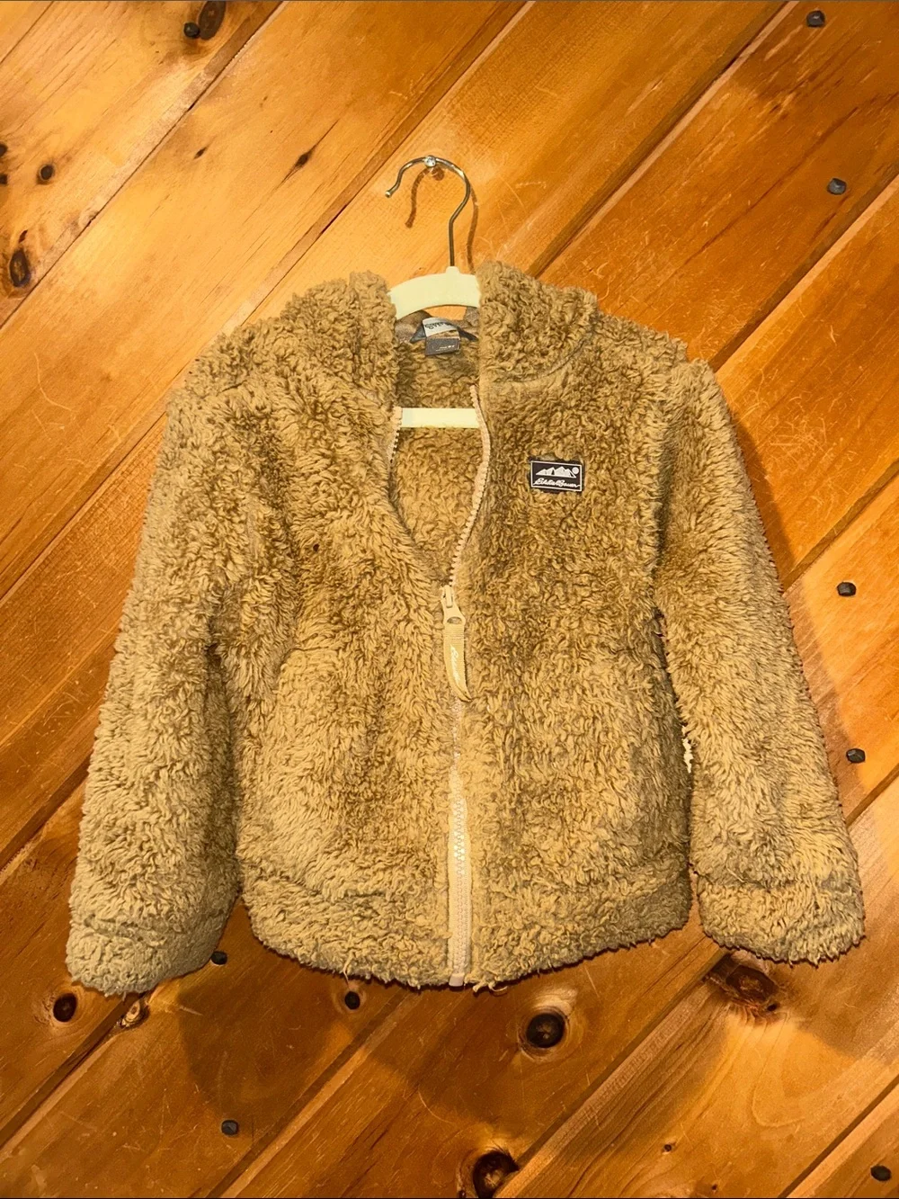 Eddie Bauer tan teddy plush toddler 3T zip up jacket